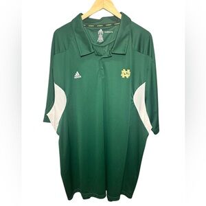 Notre Dame  Irish Adidas Climalite Adizero Golf Polo Shirt Green Mens Size 4XL